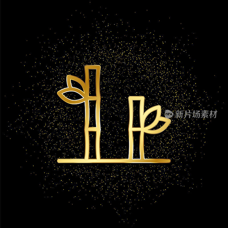 Bamboo gold icon. Vector illustration of golden particle background.. Spiritual concept vector illustration